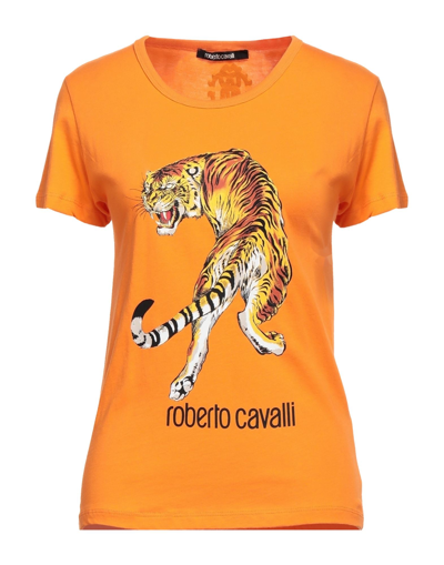 Shop Roberto Cavalli Woman T-shirt Orange Size S Cotton