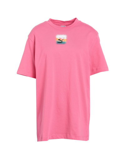 Shop Puma Brand Love Relaxed Tee Woman T-shirt Pink Size L Cotton