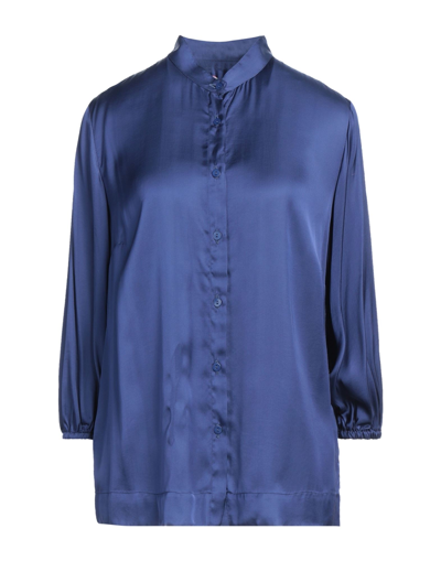 Shop Rossopuro Woman Shirt Midnight Blue Size Xs Viscose