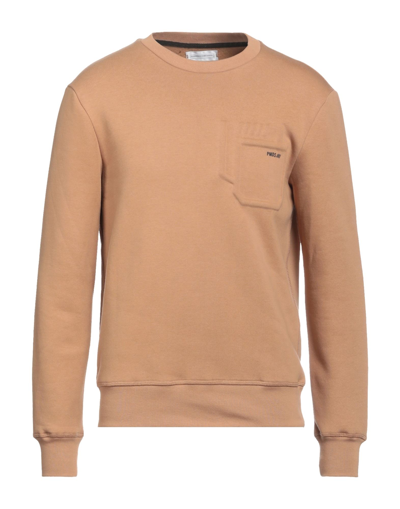 Shop Pmds Premium Mood Denim Superior Man Sweatshirt Camel Size L Cotton, Polyester In Beige