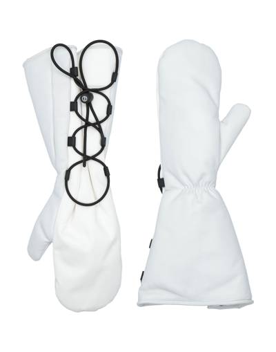 Shop Giorgio Armani Man Gloves White Size L Polyester, Lambskin
