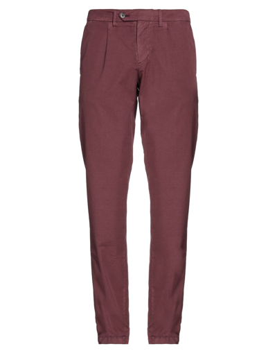 Shop Tombolini Man Pants Burgundy Size 44 Cotton, Elastane In Red