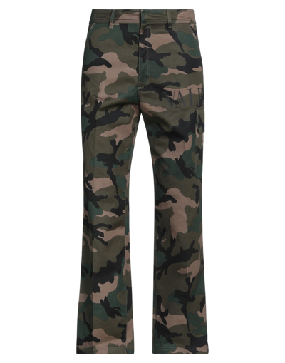 Shop Valentino Garavani Man Pants Military Green Size 34 Cotton