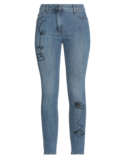 Shop Moschino Woman Jeans Blue Size 8 Cotton, Elastane