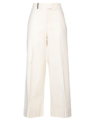 Peserico Mid-waist Tapered Trousers In Ivory