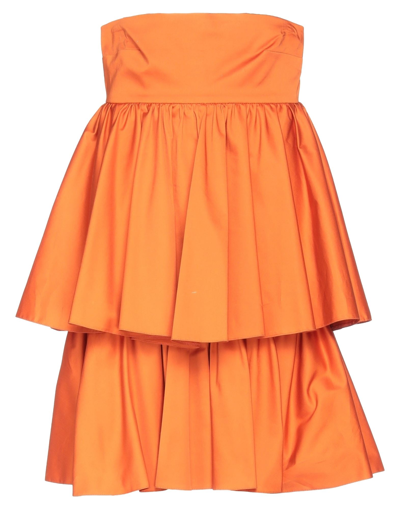 Shop Actualee Woman Midi Skirt Orange Size 8 Cotton, Elastane