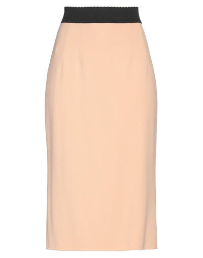 Shop Dolce & Gabbana Woman Midi Skirt Sand Size 4 Viscose, Acetate, Elastane In Beige