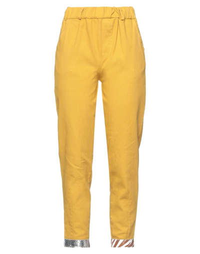 Shop Ebarrito Woman Pants Yellow Size S Cotton