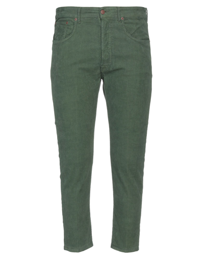 People (+)  Man Pants Green Size 34 Cotton, Elastane In Green