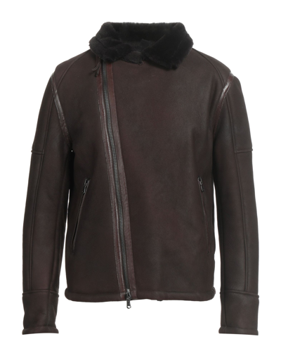 Shop Garrett Man Jacket Dark Brown Size 44 Soft Leather