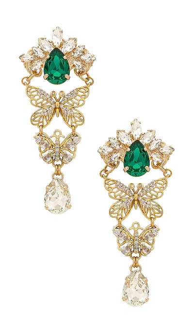 Shop Anton Heunis Butterfly Chandelier Earrings In Metallic Gold