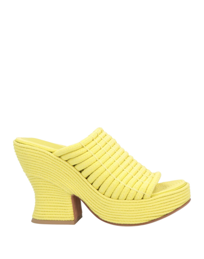 Shop Bottega Veneta Woman Sandals Yellow Size 8 Textile Fibers