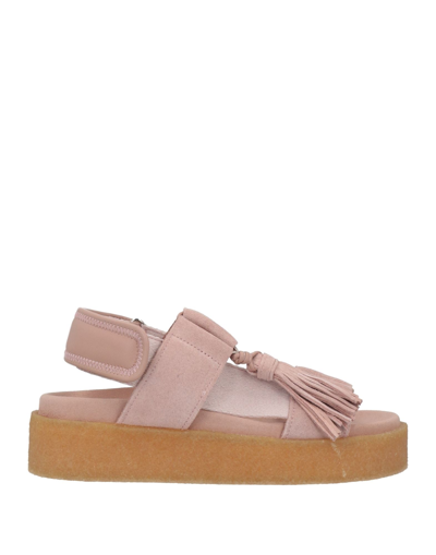 Shop Clarks Originals Woman Sandals Light Pink Size 6.5 Soft Leather, Textile Fibers