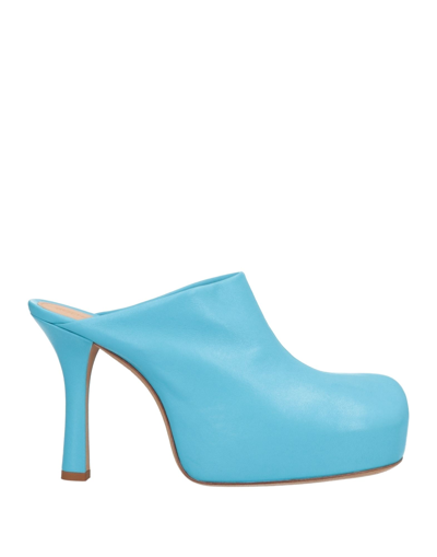 Shop Bottega Veneta Woman Mules & Clogs Azure Size 8 Lambskin In Blue
