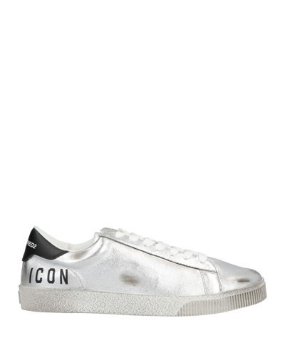 Shop Dsquared2 Woman Sneakers Silver Size 6 Calfskin