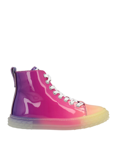 Shop Giuseppe Zanotti Woman Sneakers Fuchsia Size 6 Soft Leather In Pink