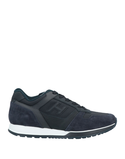 Shop Hogan Man Sneakers Midnight Blue Size 7.5 Soft Leather, Textile Fibers