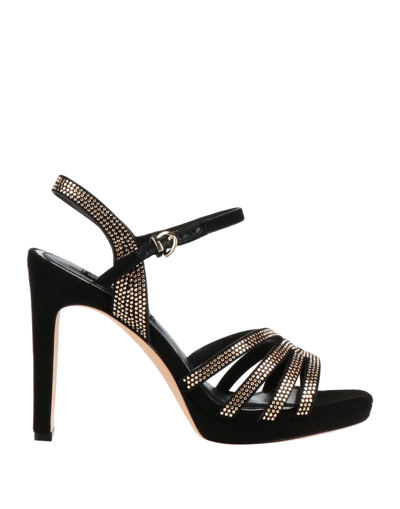 Shop Luciano Barachini Woman Sandals Black Size 10 Textile Fibers