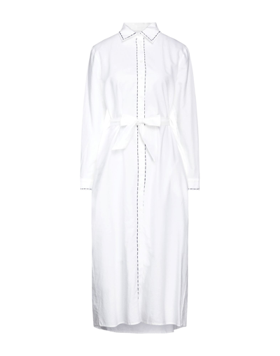 Shop Front Street 8 Woman Midi Dress White Size 8 Cotton
