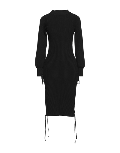 Shop Adamo Andrea Adamo Andreādamo Woman Midi Dress Black Size Xl Wool, Acrylic, Polyamide, Elastane