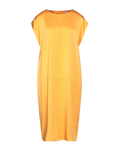 Shop Rossopuro Woman Midi Dress Apricot Size S Silk, Elastane In Orange