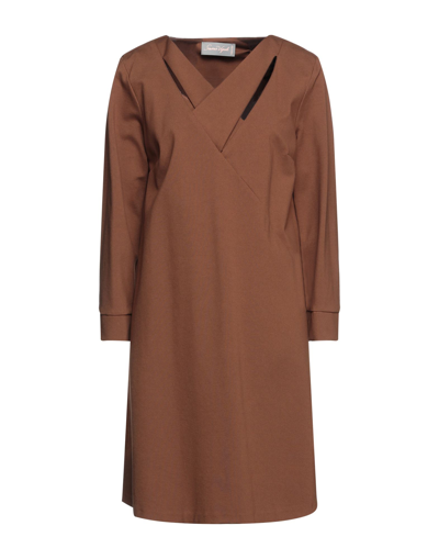 Shop Simona Vignoli Woman Short Dress Brown Size 10 Viscose, Polyamide, Elastane