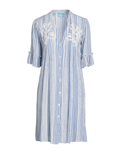 Shop Iconique Woman Short Dress Azure Size M Viscose In Blue