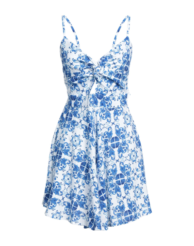 Shop Iconique Woman Mini Dress Blue Size L Linen, Viscose