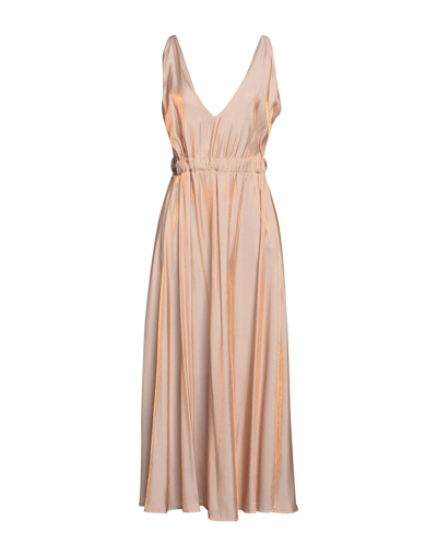 Shop Solotre Woman Midi Dress Copper Size 6 Viscose, Polyester In Orange