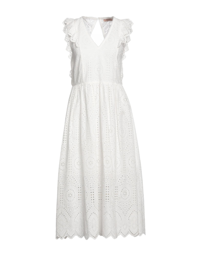 Shop Twinset Woman Midi Dress White Size 14 Cotton