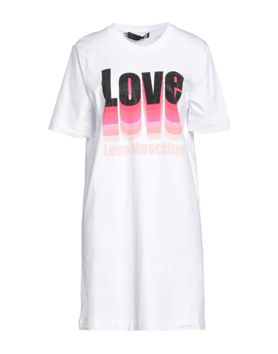 Shop Love Moschino Woman Mini Dress White Size 6 Cotton, Elastane