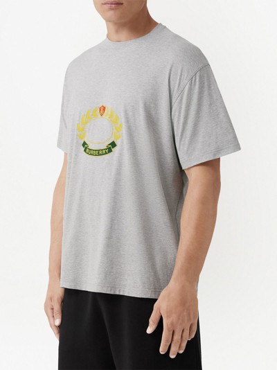 Shop Burberry Oak Leaf Crest-print T-shirt In Grey