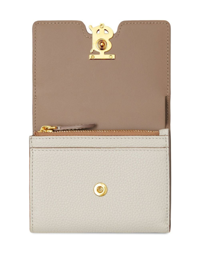 Shop Burberry Tri-tone Grained-effect Wallet In Neutrals