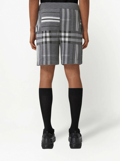 Shop Burberry Check Jacquard Track Shorts In Grey