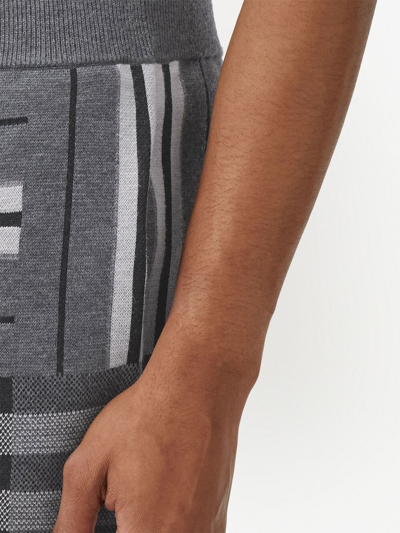 Shop Burberry Check Jacquard Track Shorts In Grey