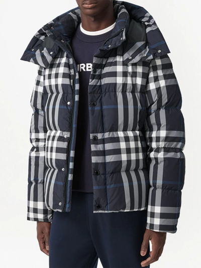 Shop Burberry Detachable-hood Check Puffer Jacket In Black
