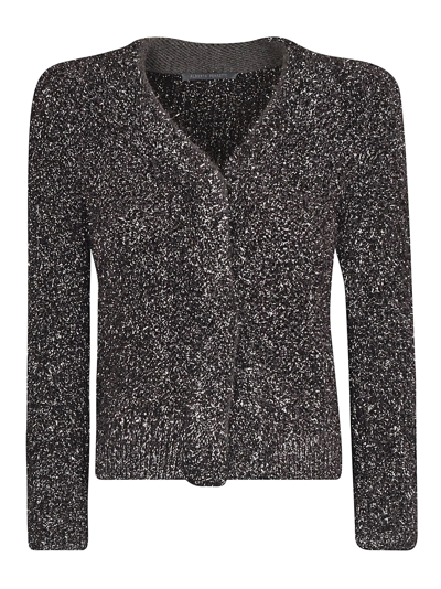 Shop Alberta Ferretti Fur Embellished Crop Cardigan In Grey