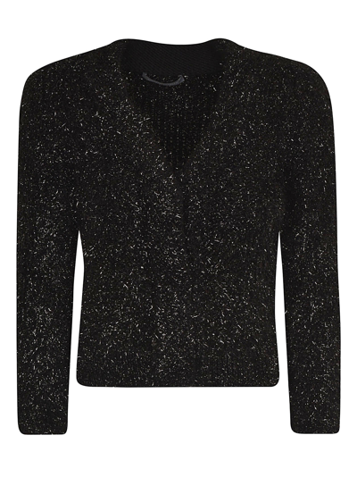Shop Alberta Ferretti Fur Embellished Crop Cardigan In Black