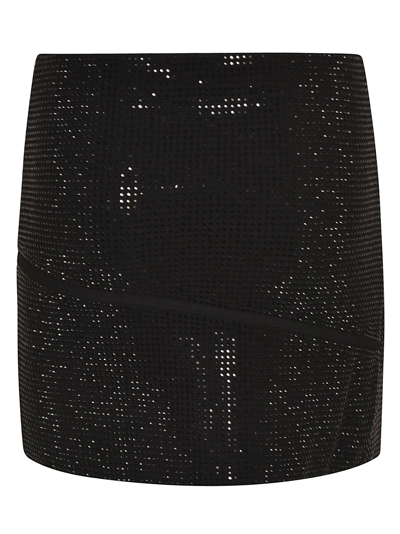 Shop Andreädamo Full Strass A-line Panels Mini Skirt In Black