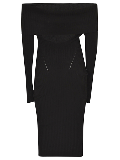 Shop Andreädamo Off-shoulder Knit Dress In Black