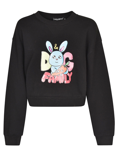Shop Dolce & Gabbana Dg Family Bunny Print Sweatshirt In Black