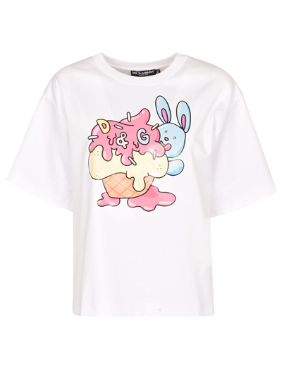 Shop Dolce & Gabbana Bunny Print Regular T-shirt In White
