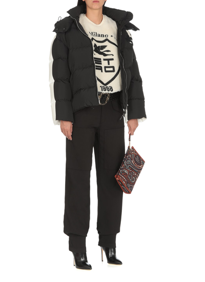 Shop Etro Color Block Quilted Down Jacket In Black