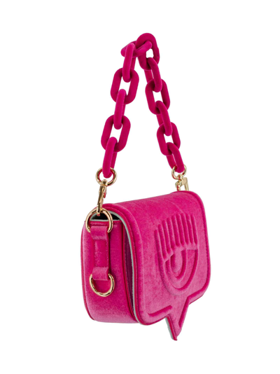 Shop Chiara Ferragni Wink-embossed Clutch Bag In Pink