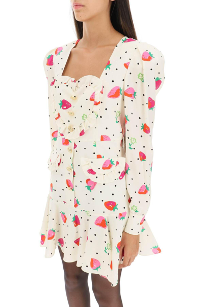 Shop Alessandra Rich Strawberry Print Mini Dress In White