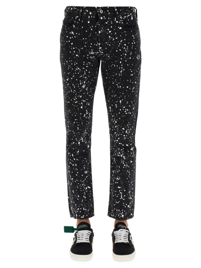 Shop Off-white Jeans With Paint Splatters In Nero