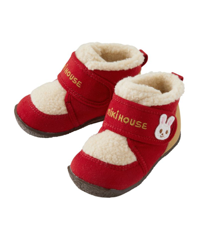 Shop Miki House Embroidered Bunny Boots In Red
