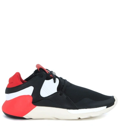 Shop Y-3 Sneaker  Boost Qr In Black And Red Neoprene And Leather In Nero