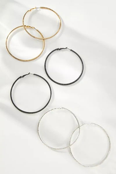 Shop Anthropologie Pavé Hoop Earrings In Black