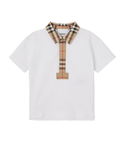 Shop Burberry Kids Vintage Check Polo Shirt (6-24 Months) In White